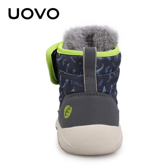 UOVO 2024 Snow Boots Kids Winter Footwear Boys and Girls Fashion Warm Shoes Toddler Size #24-33