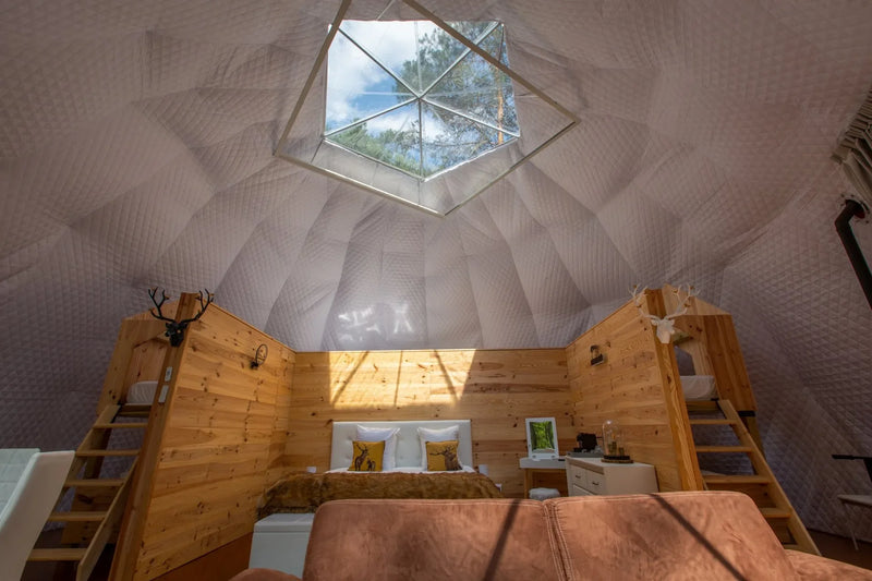 Load image into Gallery viewer, Geodesic Dome Manor greenhouse Tent Leisure Resort Vacation Outdoor Glamping Round Tent Transparent Starry Sky Luxury Hotel Dome
