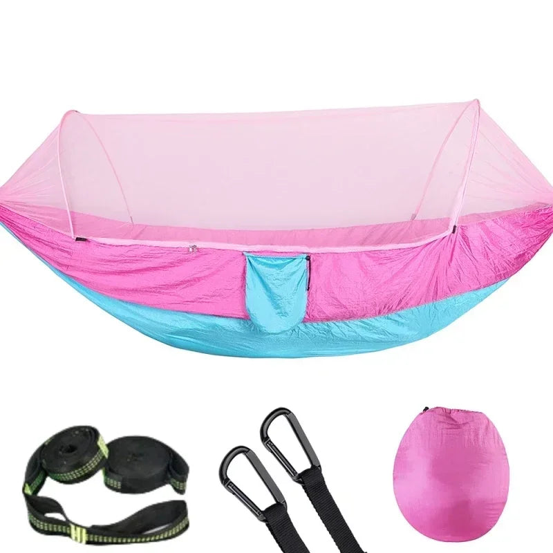 Load image into Gallery viewer, 2023 Lightweight Camping Hammock with Pop-Up Mosquito Net – Portable Parachute Hammock for Outdoor Sleeping, Travel &amp; Hiking
