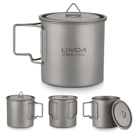 Ultralight Titanium Camp Mug | 300ml–750ml Foldable Handle Cup | Outdoor Camping Picnic Drinkware