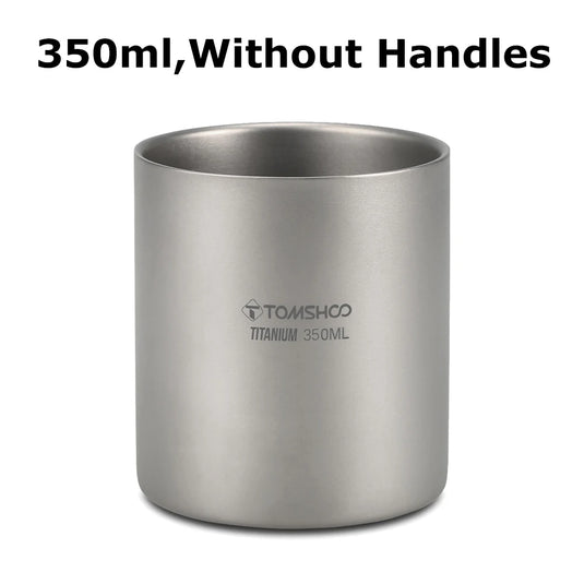 Double Wall Titanium Camp Cup | 220ml–600ml Insulated Coffee Tea Mug | Outdoor Hiking Backpacking