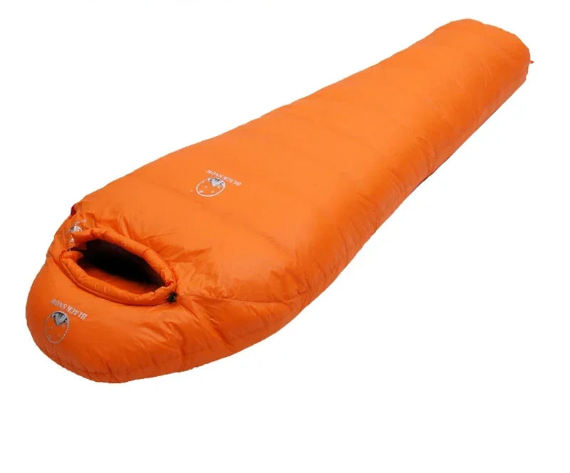 Load image into Gallery viewer, Orange sleeping bag with weight information on a white background
