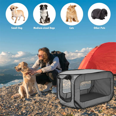 Foldable Pop-Up Dog Travel Crate Soft-Sided Pet Carrier Tent for Small Dogs & Cats