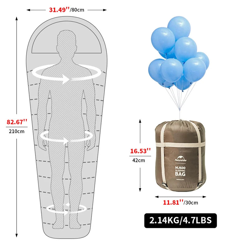 Load image into Gallery viewer, Naturehike Sleeping Bag MJ300 -1℃ Lightweight MJ600 -12℃ Mummy Sleeping Bag Outdoor Camping Cotton Winter Sleeping Bag
