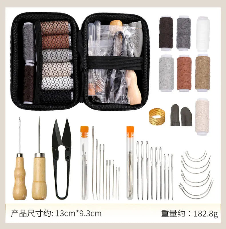 Load image into Gallery viewer, Handicraft DIY Thread Awl Big Eye Needle Combination Hand Sewing Kit Leather Set Sewing Tools Travel Ladies Scissors G18-7
