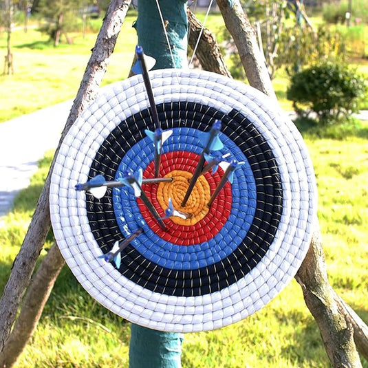 Recurve Bow Target Kit – Traditional Straw Archery Target with 5 Paper Faces for Outdoor Practice