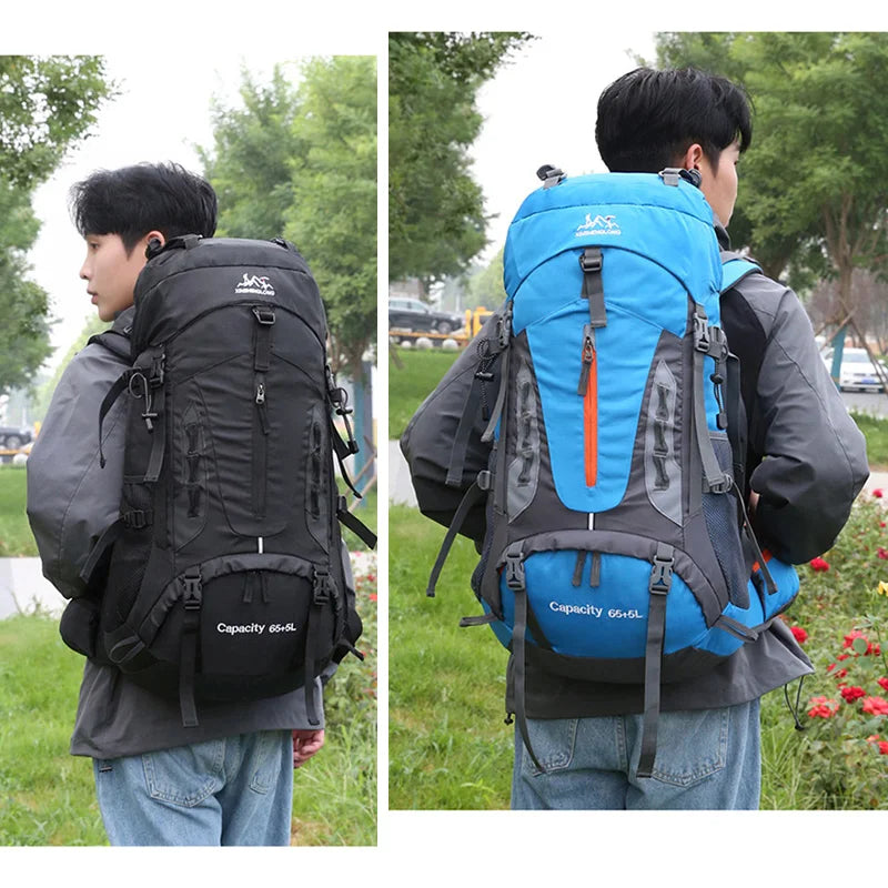 Load image into Gallery viewer, 70L Camping Backpack | Hiking Mountaineering Rucksack | Large Travel Pack with Rain Cover

