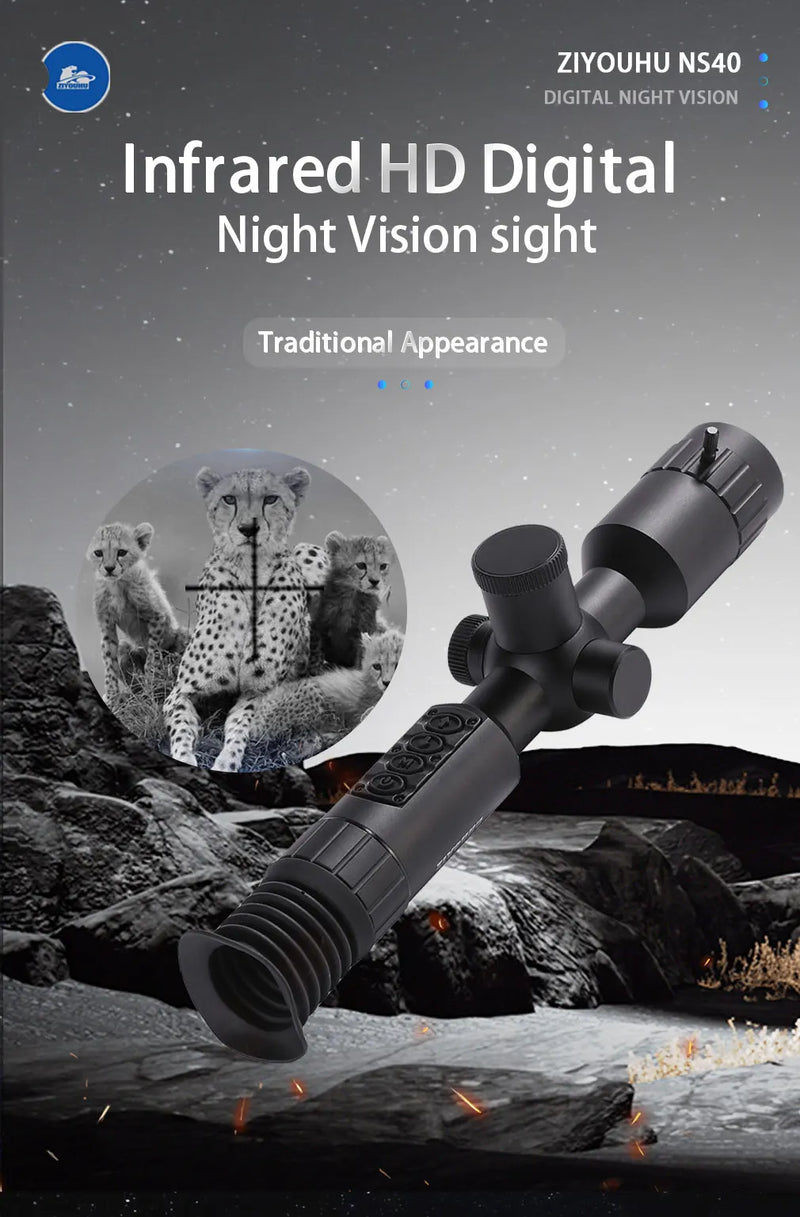 Load image into Gallery viewer, New NS40 Digital Night Vision Scope Built Gyro Tacticle Crosshair Software Ranging 1080p Video IR Camera 7-19X Hunting Monocular
