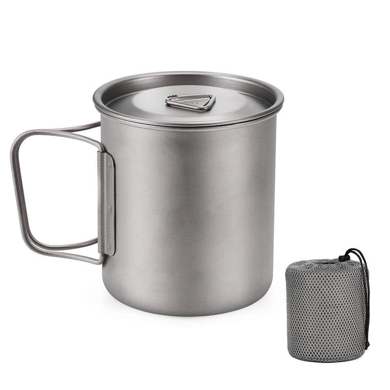 Load image into Gallery viewer, Ultralight Titanium Camp Mug | 300ml–750ml Foldable Handle Cup | Outdoor Camping Picnic Drinkware
