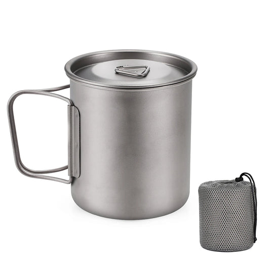 Ultralight Titanium Camp Mug | 300ml–750ml Foldable Handle Cup | Outdoor Camping Picnic Drinkware