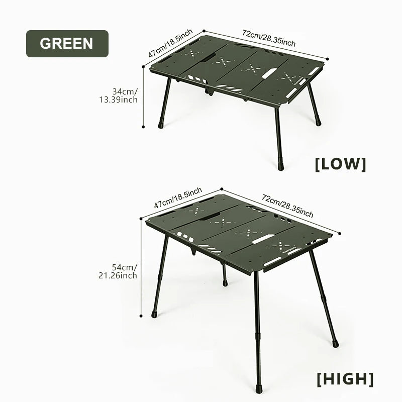 Load image into Gallery viewer, Folding Tactical Camping Table | Adjustable Height Aluminum Alloy | IGT Side Rack Outdoor Desk
