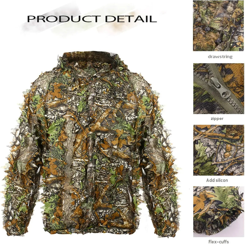 Load image into Gallery viewer, Camo Ghillie Poncho Lightweight 3D Leaf Poncho Ghillie Suits Hunting Gear No reviews yet
