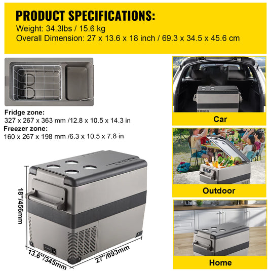 Succebuy 20-55L Portable Refrigerator | Car Electric Compressor Cooler 12/24V DC & 110-240V AC