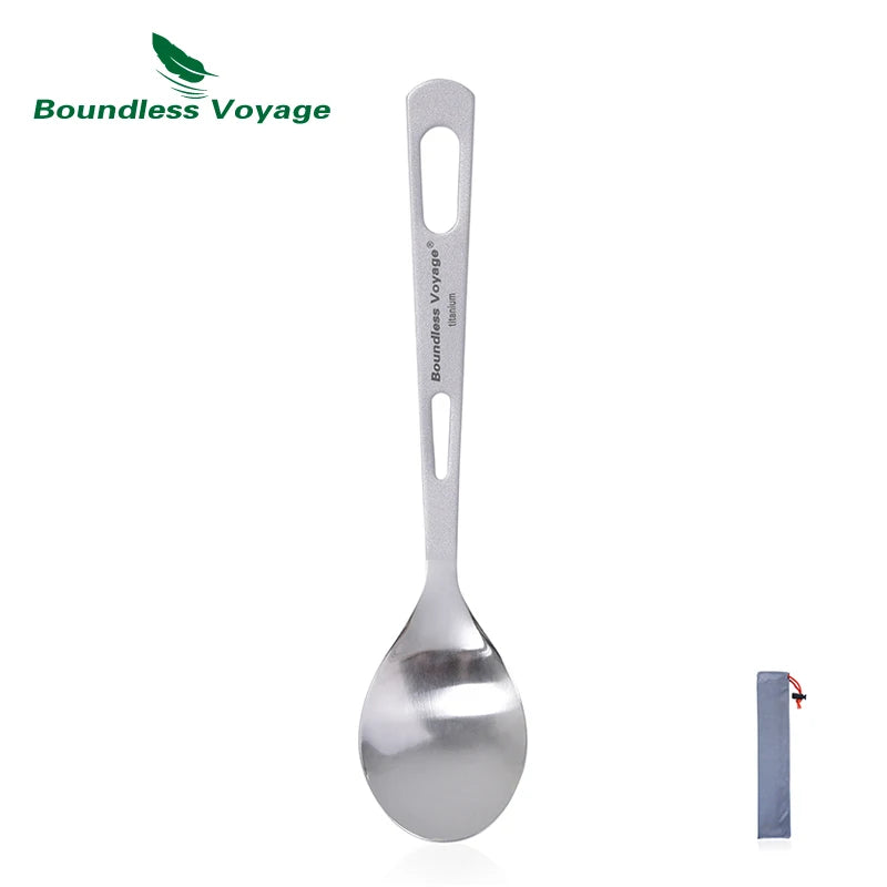 Load image into Gallery viewer, Boundless Voyage Titanium Camping Utensil Set – Lightweight 3-Piece Knife, Fork Spoon with Portable Bag
