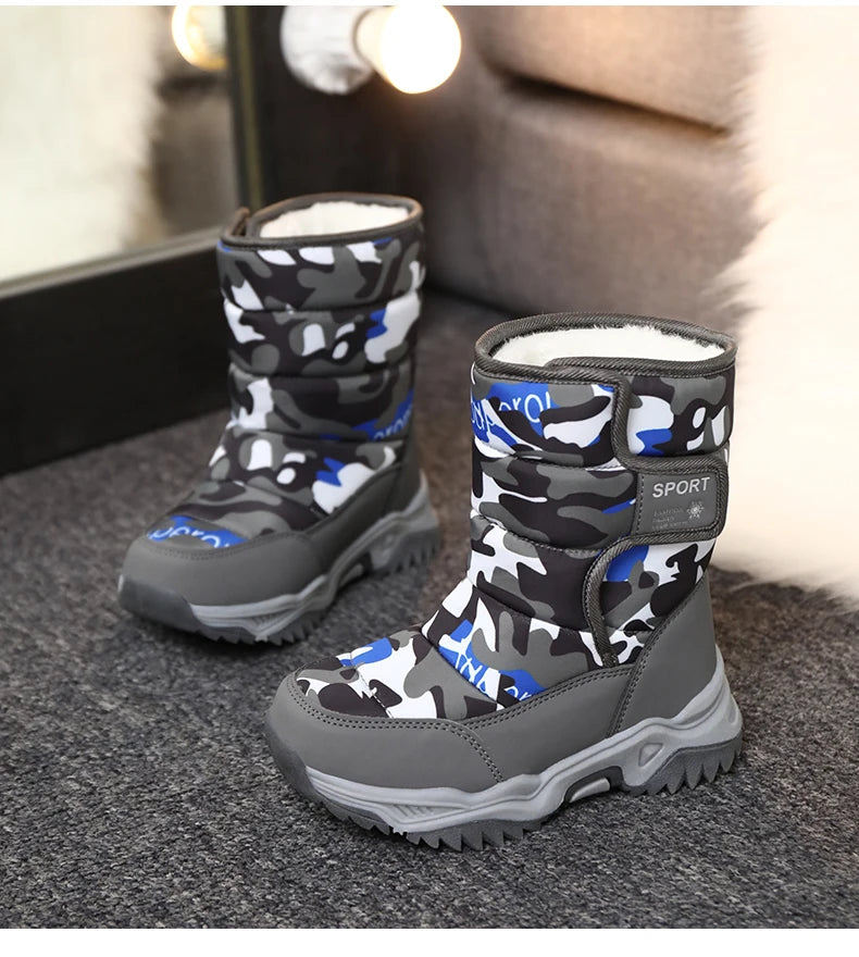Load image into Gallery viewer, Hot Camouflage Children Snow Boots Hig Top Velvet and Thicken Kids Boot Girl Boys  Anti-slip Wear-resistant Shoe Child Snow Boot
