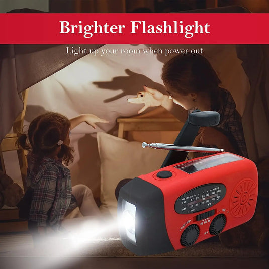 Solar Hand Crank Emergency Radio & Flashlight | 2000mAh AM/FM/NOAA Weather Radio | Camping Light