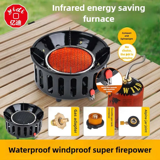 19800W 7-Core Camping Infrared Stove | Butane Energy-Saving Burner Picnic Outdoor