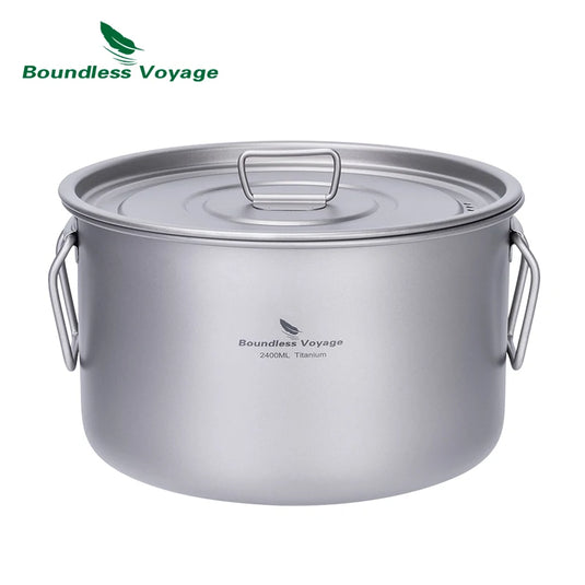 Boundless Voyage Lightweight Titanium Pot | Outdoor Portable Cooking Set Backpacking Pot