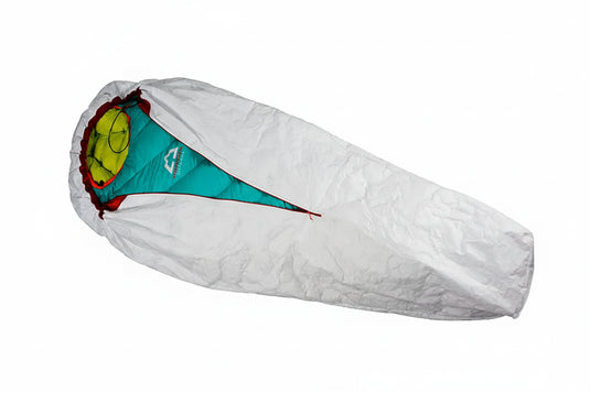 White sleeping bag with teal interior on a white background, featuring the 3F UL Gear logo.