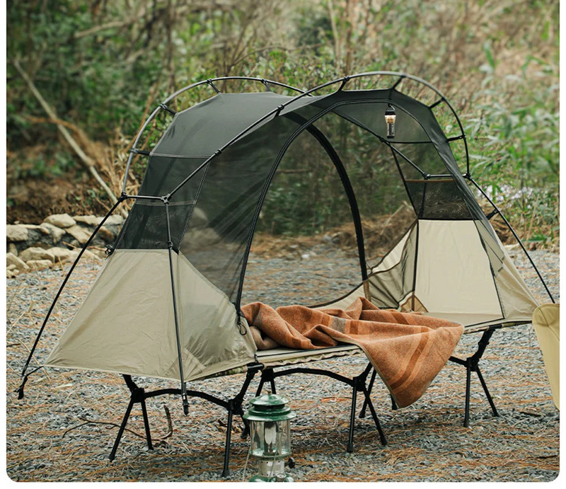 Load image into Gallery viewer, Camping tent with enlarged/mesh version inner tent in a natural setting
