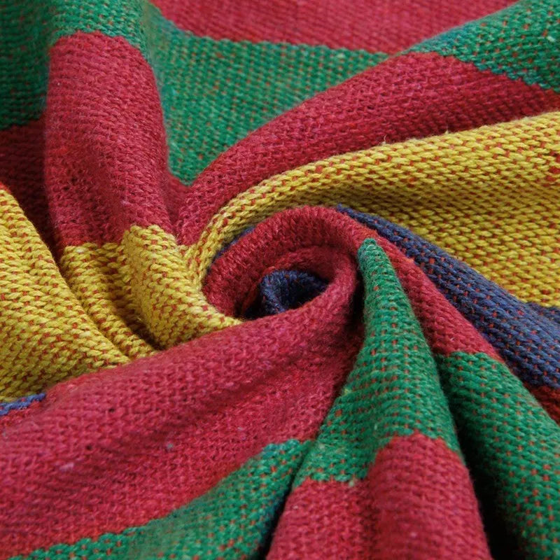 Load image into Gallery viewer, Striped Canvas Hammock for 2 – Thickened, Anti-Rollover, Portable Outdoor Swing
