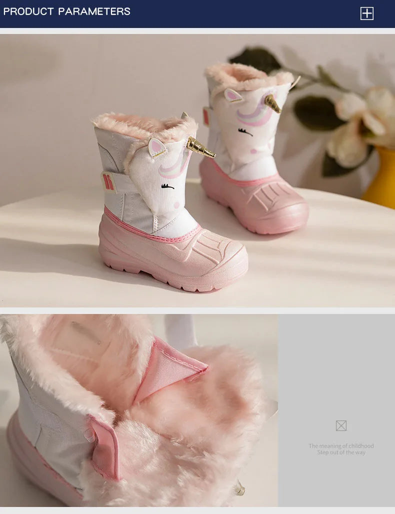 Load image into Gallery viewer, Winter Children Snow Boots Girls High-top Princess Boots Boys Anti-kick Thicken Cotton Shoes Baby Soft Waterproof Cartoon Boots
