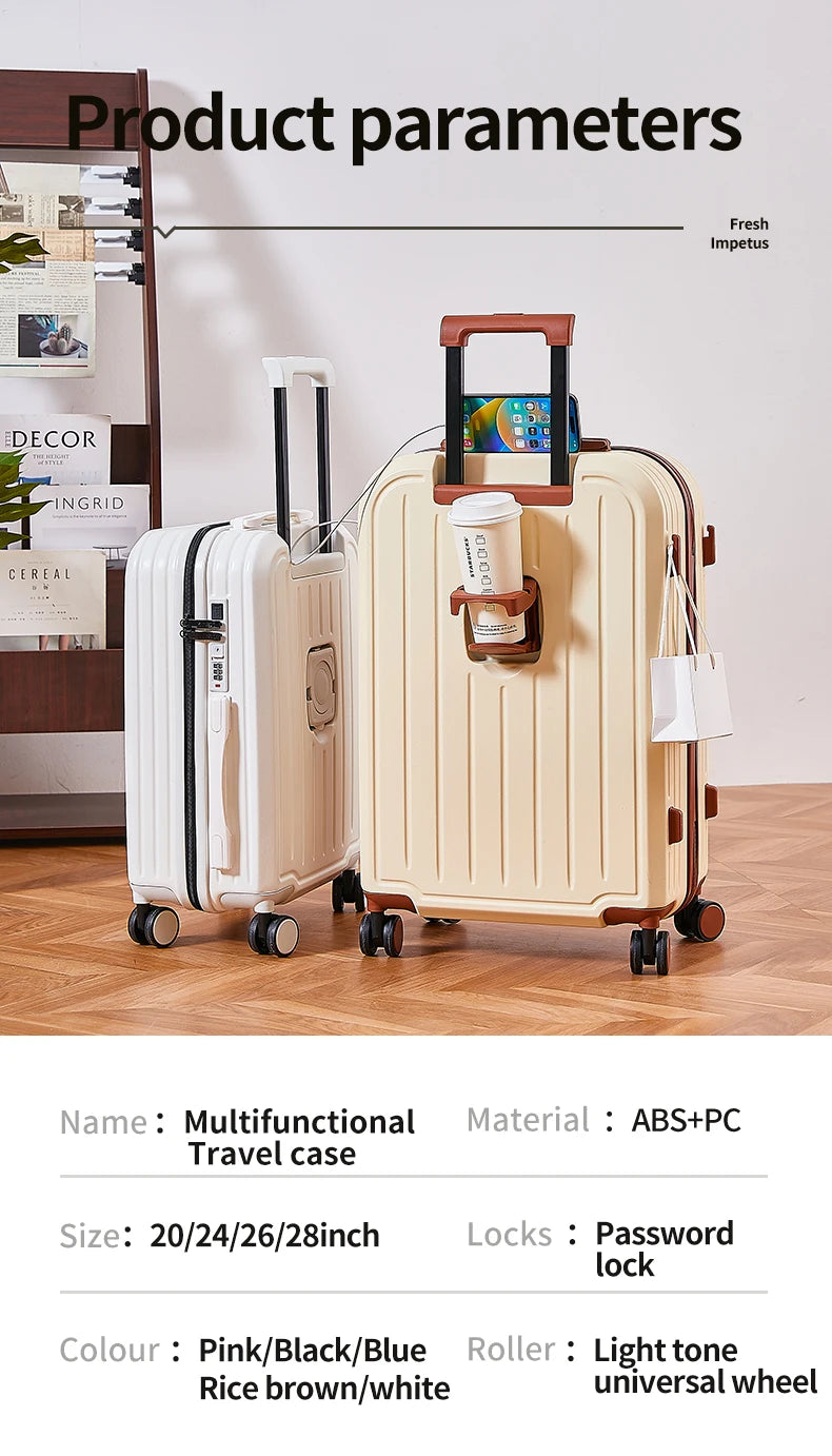 Load image into Gallery viewer, 100% Aluminum Magnesium Alloy Travel Luggage Trolley Luggage 20 22 24 26 28 Inch Trolley Luggage Carry-On Luggage With Cup Holde
