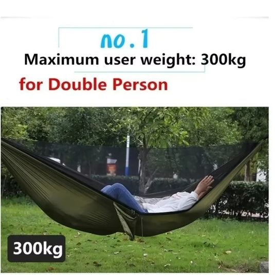 250×120cm Camping Hammock with Mosquito Net – Lightweight, Breathable, and Insect-Proof Parachute Fabric Hammock