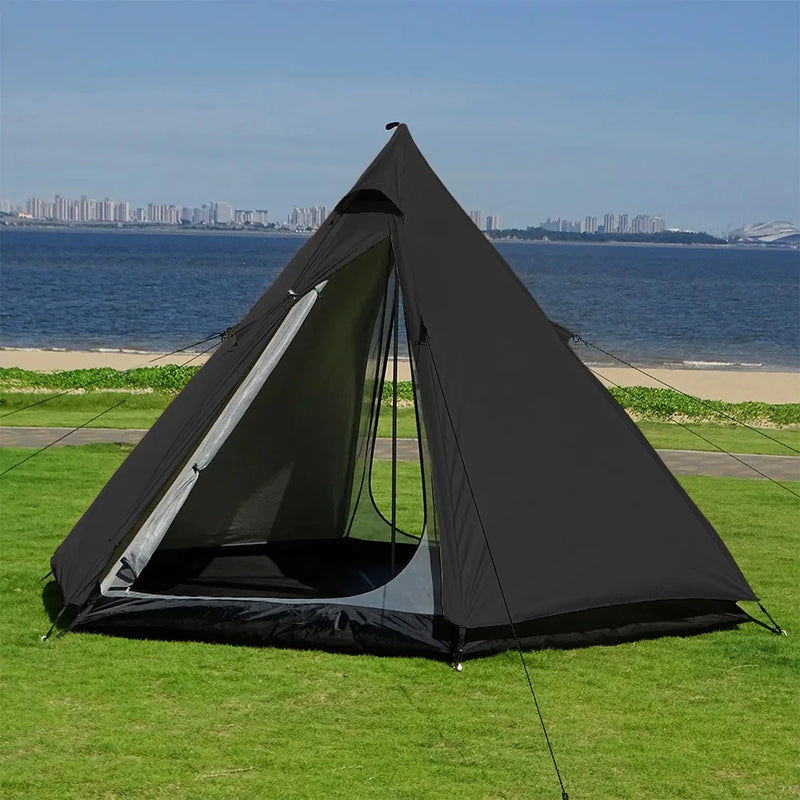 Load image into Gallery viewer, Ultralight Pyramid 4-Person Camping Tent – Teepee Design for Family Hiking &amp; Outdoor Comfort
