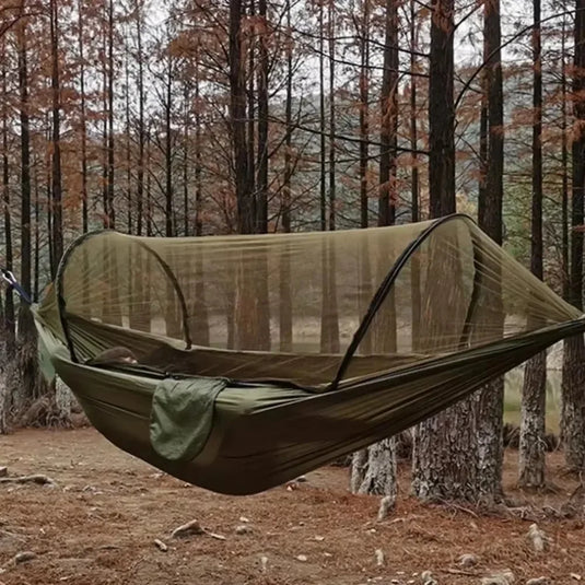 250×120cm Camping Hammock with Mosquito Net – Lightweight, Breathable, and Insect-Proof Parachute Fabric Hammock