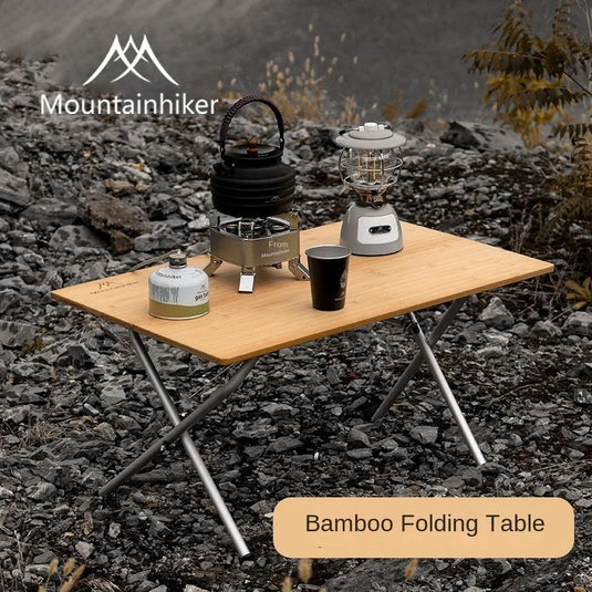Bamboo Folding Camping Table | Portable Picnic Table Suitcase Style | Outdoor Nan Bamboo Desk