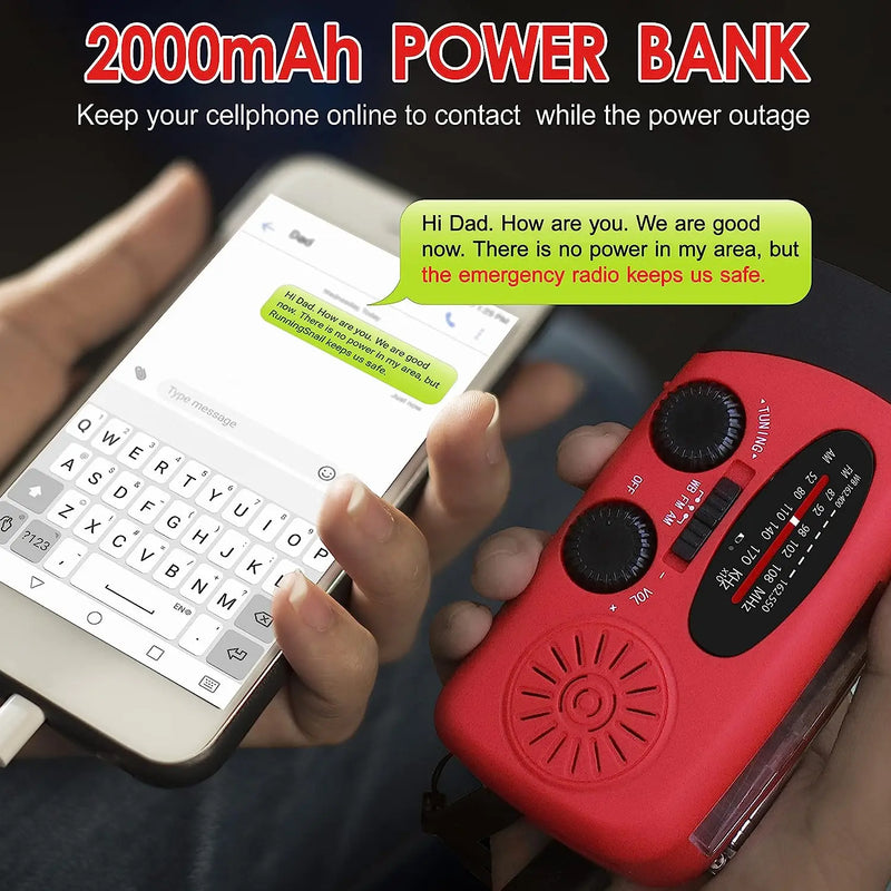 Load image into Gallery viewer, Solar Hand Crank Emergency Radio &amp; Flashlight | 2000mAh AM/FM/NOAA Weather Radio | Camping Light
