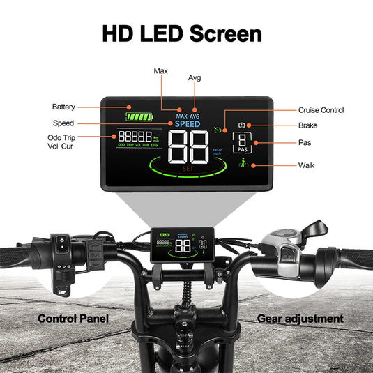 V20 Electric Fat Tire Bike – 500W/250W Motor, 20-Inch Tires, 48V 15Ah Battery, Hydraulic Brakes, Full Suspension