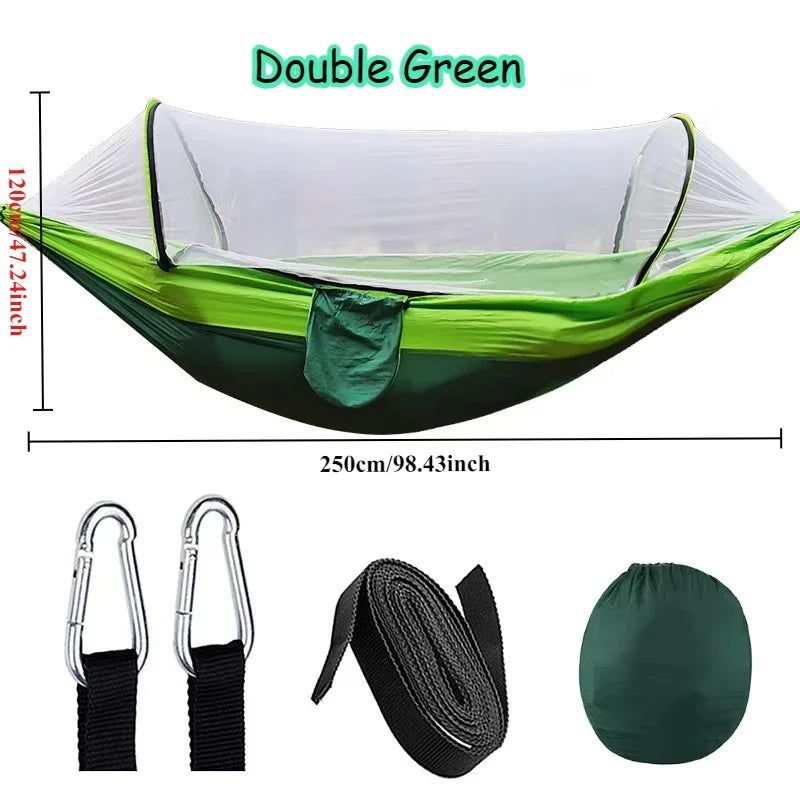 Load image into Gallery viewer, 250×120cm Camping Hammock with Mosquito Net – Lightweight, Breathable, and Insect-Proof Parachute Fabric Hammock
