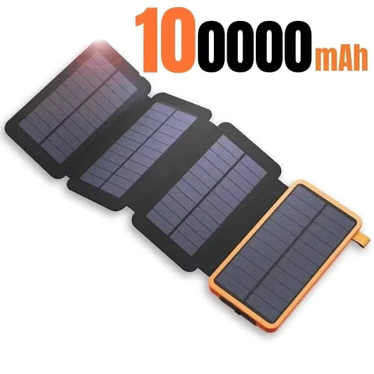 200000mAh Solar Power Bank | Foldable Solar Panel Charger | Portable Outdoor Camping Battery Pack
