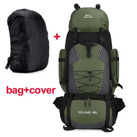 90L Hiking Camping Backpack with Rain Cover | Waterproof Trekking Rucksack | Large Climbing Travel Bag