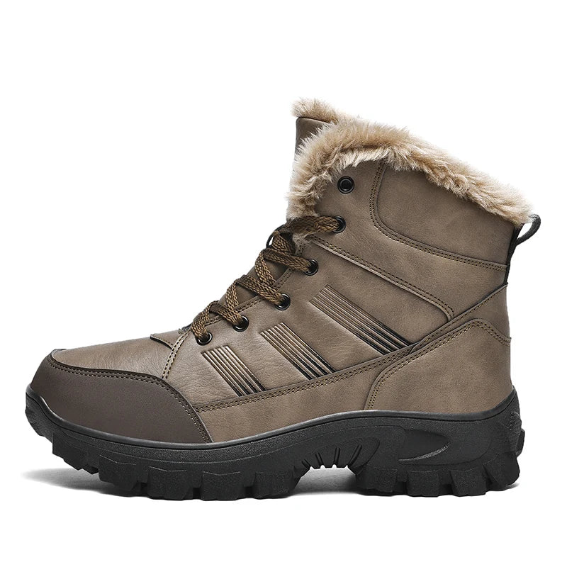 Load image into Gallery viewer, HIKEUP Winter Boots Men Cotton Shoes High Top Snow Boots Outdoor Hiking Shoes Men Waterproof Combat Military Boots Plus Size
