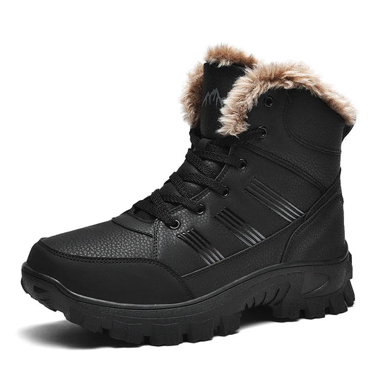 HIKEUP Winter Boots Men Cotton Shoes High Top Snow Boots Outdoor Hiking Shoes Men Waterproof Combat Military Boots Plus Size