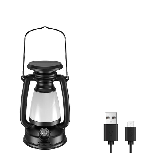 Retro Solar USB Camping Lantern | Stepless Dimming 3000–5000K Tent Light | Portable Hanging Lamp
