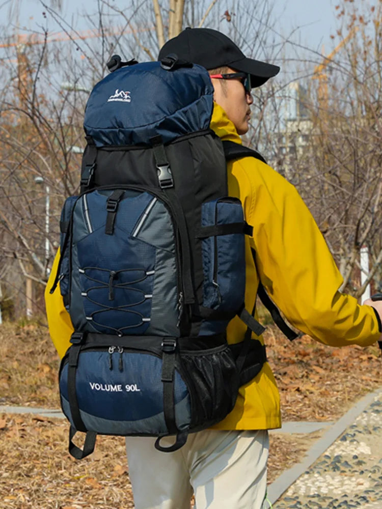 Load image into Gallery viewer, 90L Hiking Camping Backpack with Rain Cover | Waterproof Trekking Rucksack | Large Climbing Travel Bag
