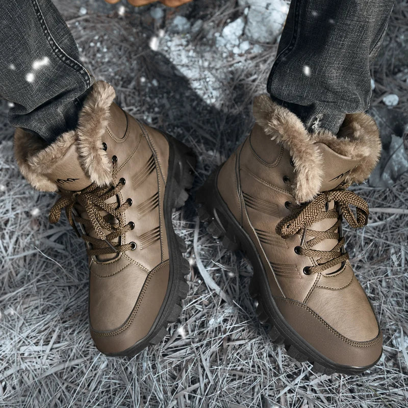 Load image into Gallery viewer, HIKEUP Winter Boots Men Cotton Shoes High Top Snow Boots Outdoor Hiking Shoes Men Waterproof Combat Military Boots Plus Size
