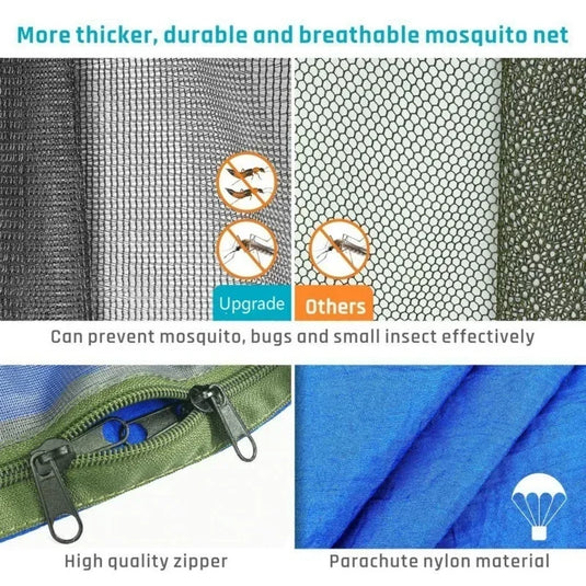 2023 Lightweight Camping Hammock with Pop-Up Mosquito Net – Portable Parachute Hammock for Outdoor Sleeping, Travel & Hiking