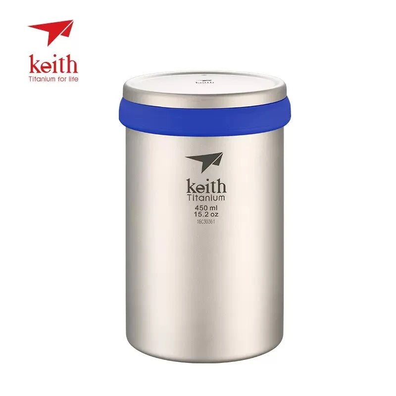 Load image into Gallery viewer, Titanium Double Wall Mug with Tea Infuser | 450ml Camping Tea Coffee Maker | Titanium Strainer Cup
