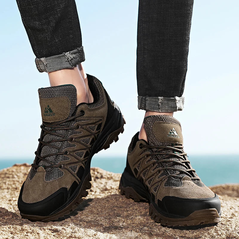 Load image into Gallery viewer, HIKEUP Men’s Breathable Trekking Boots – Non-Slip Outdoor Hiking and Camping Shoes
