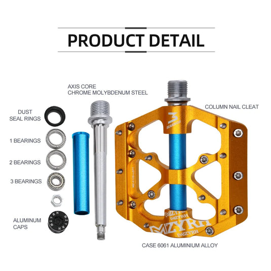 Ultralight 3-Bearing CNC Bicycle Pedals