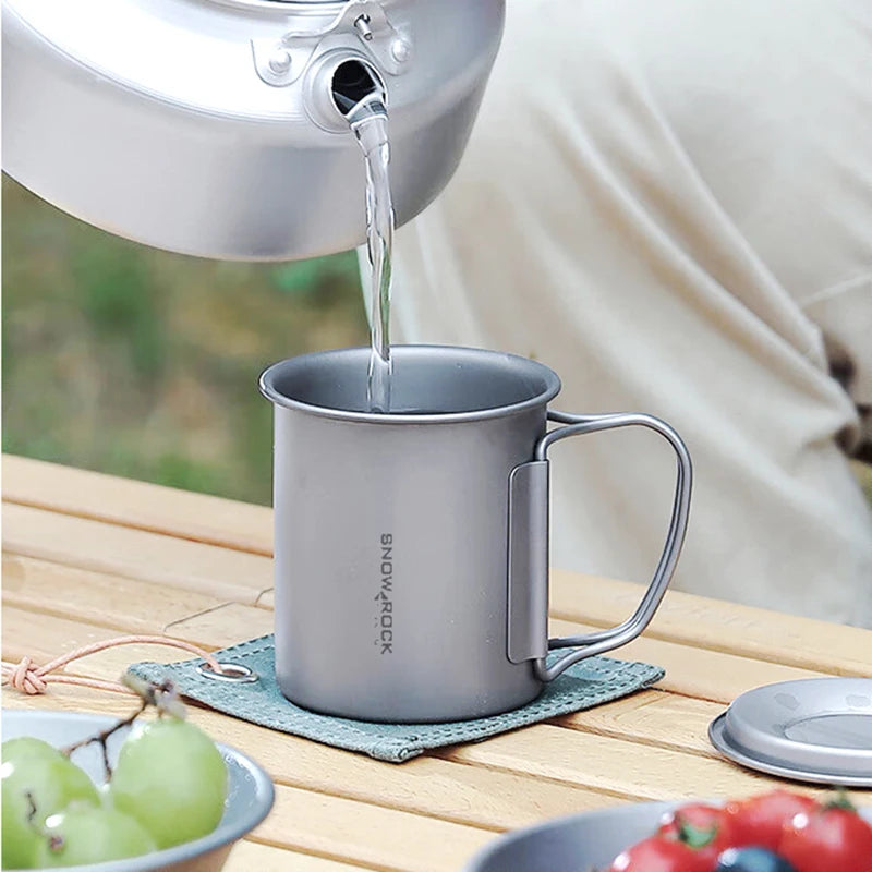 Load image into Gallery viewer, Camping Mug Titanium Cup | 450ml Tourist Tableware Picnic Utensils Outdoor Kitchen
