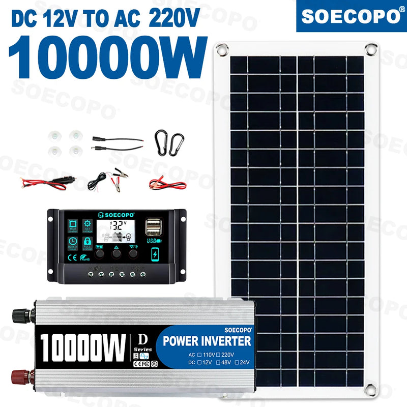 Load image into Gallery viewer, 10000W Solar System Complete Kit | 200W Panel 100A Controller Inverter | Off-Grid Home Camping Power
