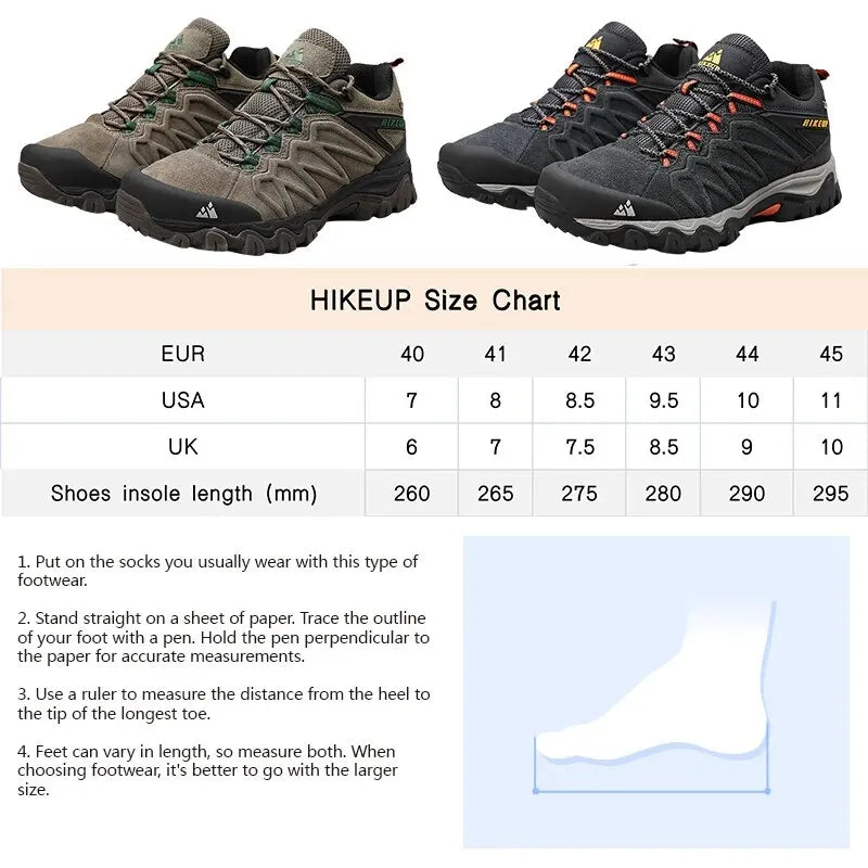 Load image into Gallery viewer, HIKEUP Men’s Leather Hiking Shoes – Durable Outdoor Trekking and Climbing Sneakers
