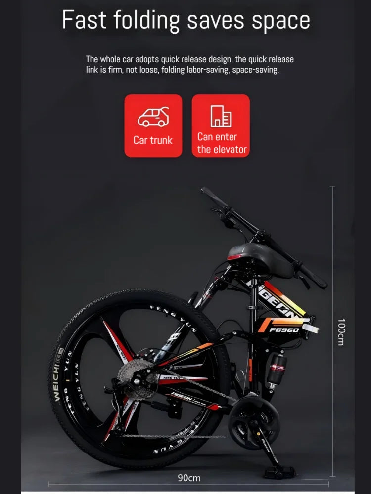 Load image into Gallery viewer, 27.5-Inch Folding Mountain Bike – Off-Road, Shock-Absorbing Bicycle with Disc Brakes
