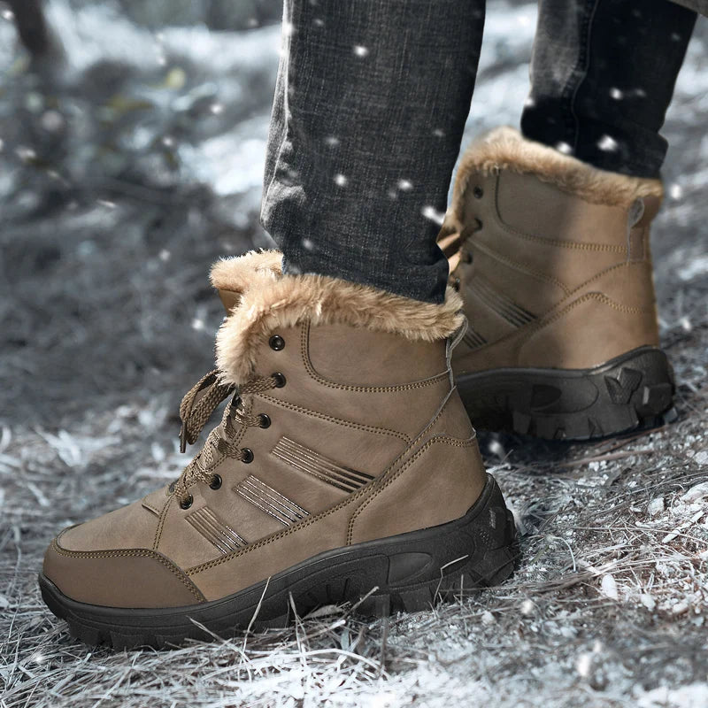 Load image into Gallery viewer, HIKEUP Winter Boots Men Cotton Shoes High Top Snow Boots Outdoor Hiking Shoes Men Waterproof Combat Military Boots Plus Size
